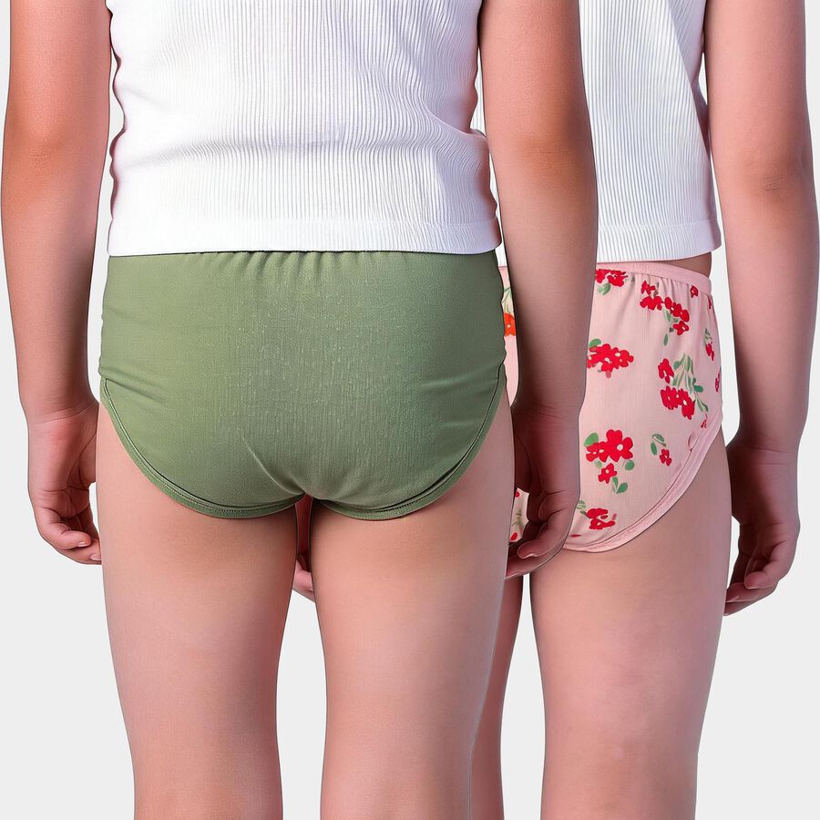 Girls Pink Regular Fit Floral Print Panty, Pink, large