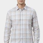 Men's Beige Cotton Spread Collar Casual Shirt, गहरा पीला, small