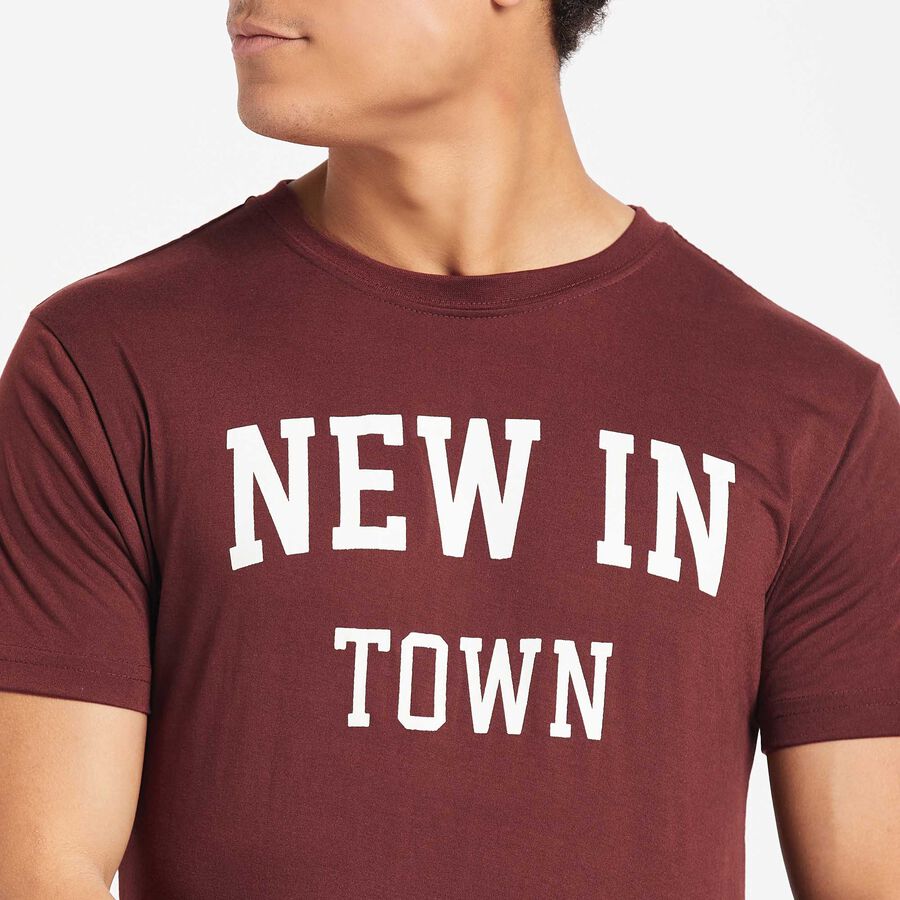 Round Neck T-Shirt, Brown, large image number null