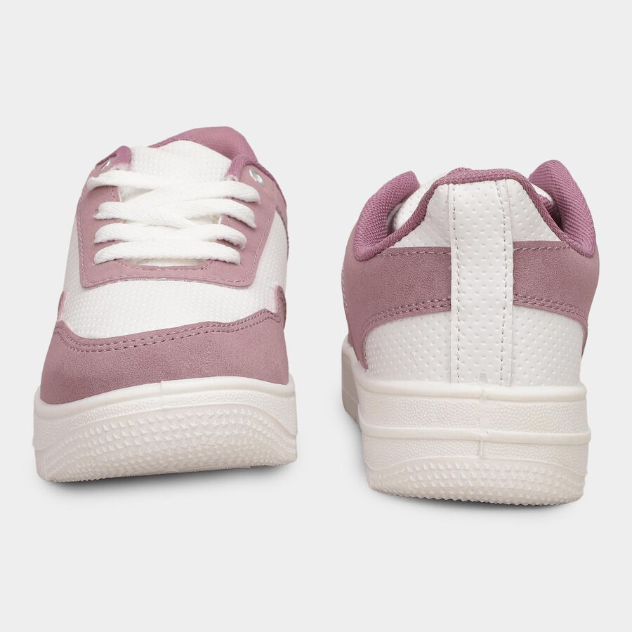 Women's Muted Dusty Pink Lace-Up Casual Shoes, Pink, large