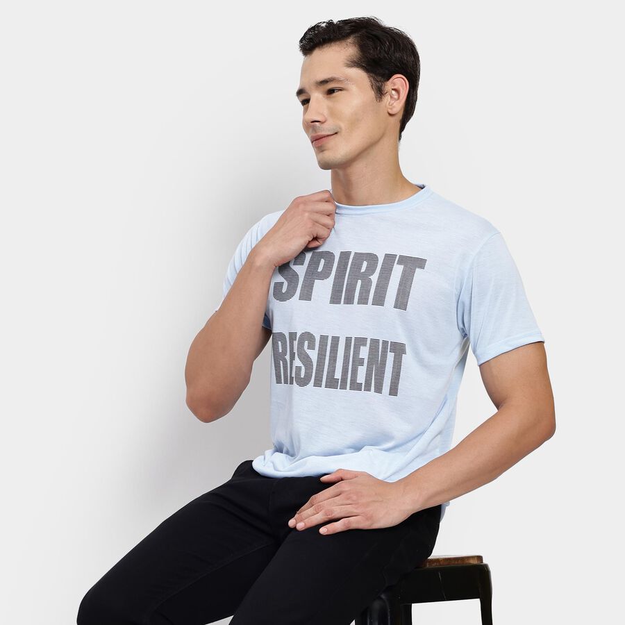 Men's Round Neck Half Sleeves T-Shirt, Sky Blue, large image number null