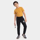 Boys' Black Jogger Fit Graphic Printed Pyjama, काला, small