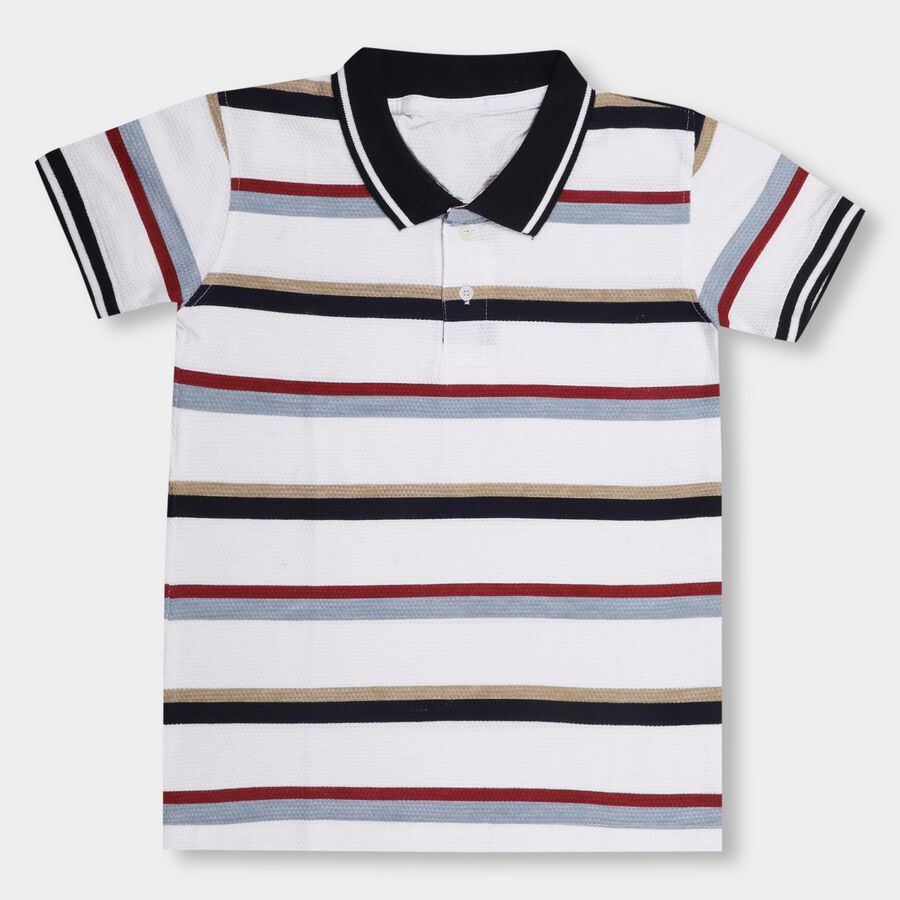 Boys' 100% Cotton Half Sleeves T-Shirt , White, large image number null
