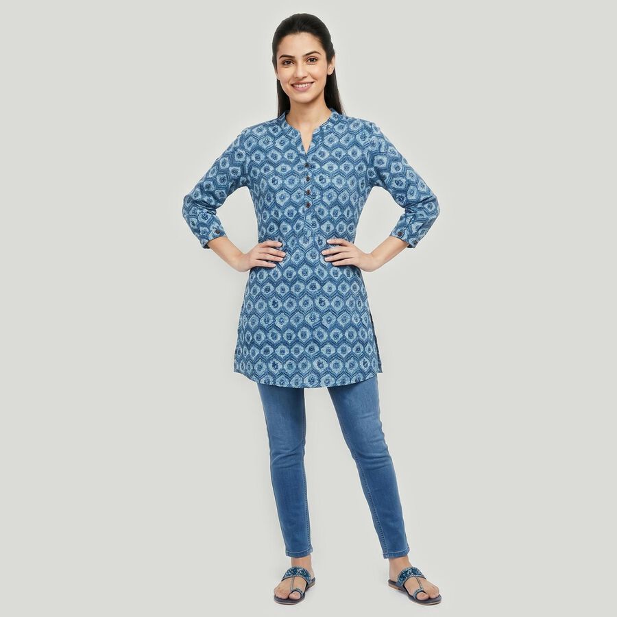 Women's Blue Kurti, Dark Blue, large