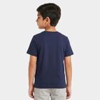 Boys Blue Round Neck Regular Boys T-Shirt, Dark Blue, small