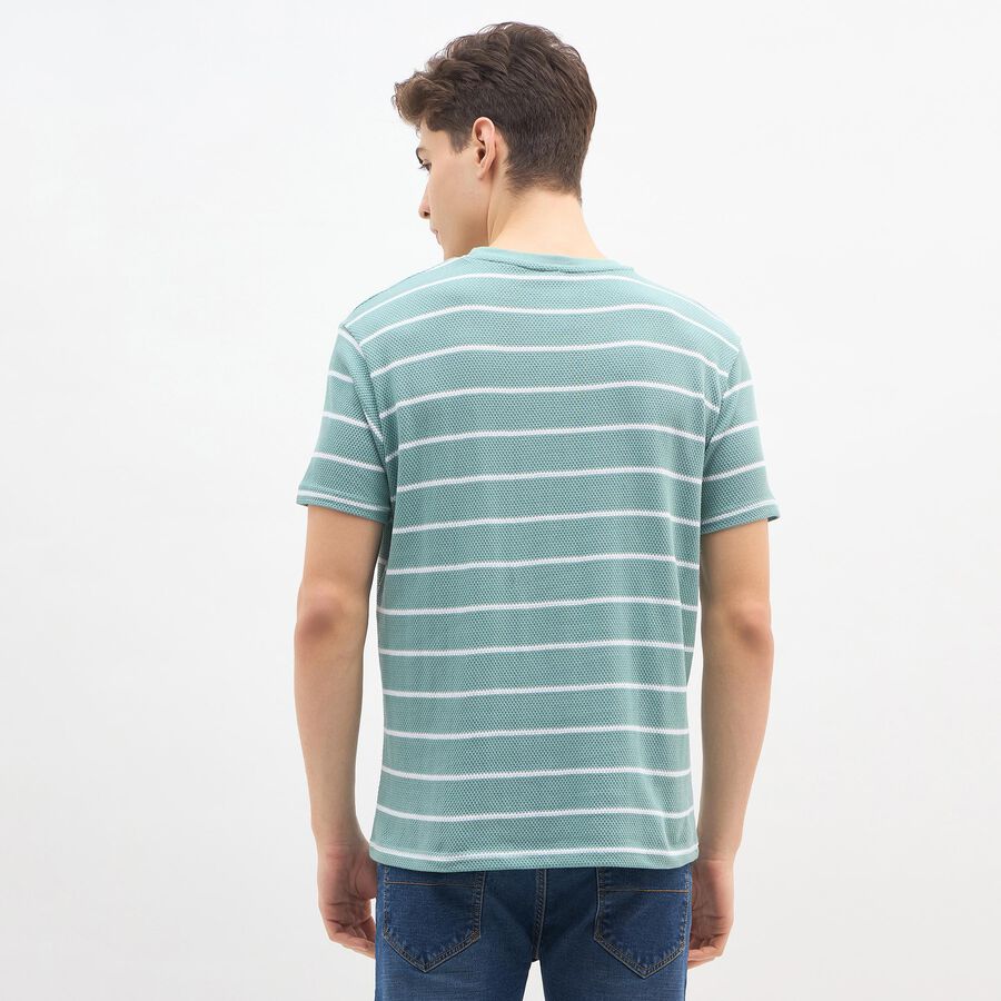 Men's Bright Aqua Blue Round Neck Casual T-Shirt, Aqua, large