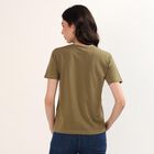 Women's Olive Round Neck Graphic Printed T-Shirt, Olive, small