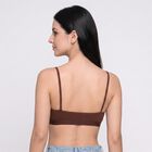 Women's Brown Cotton Blend Scoop Neck Bralette Bra, Brown, small