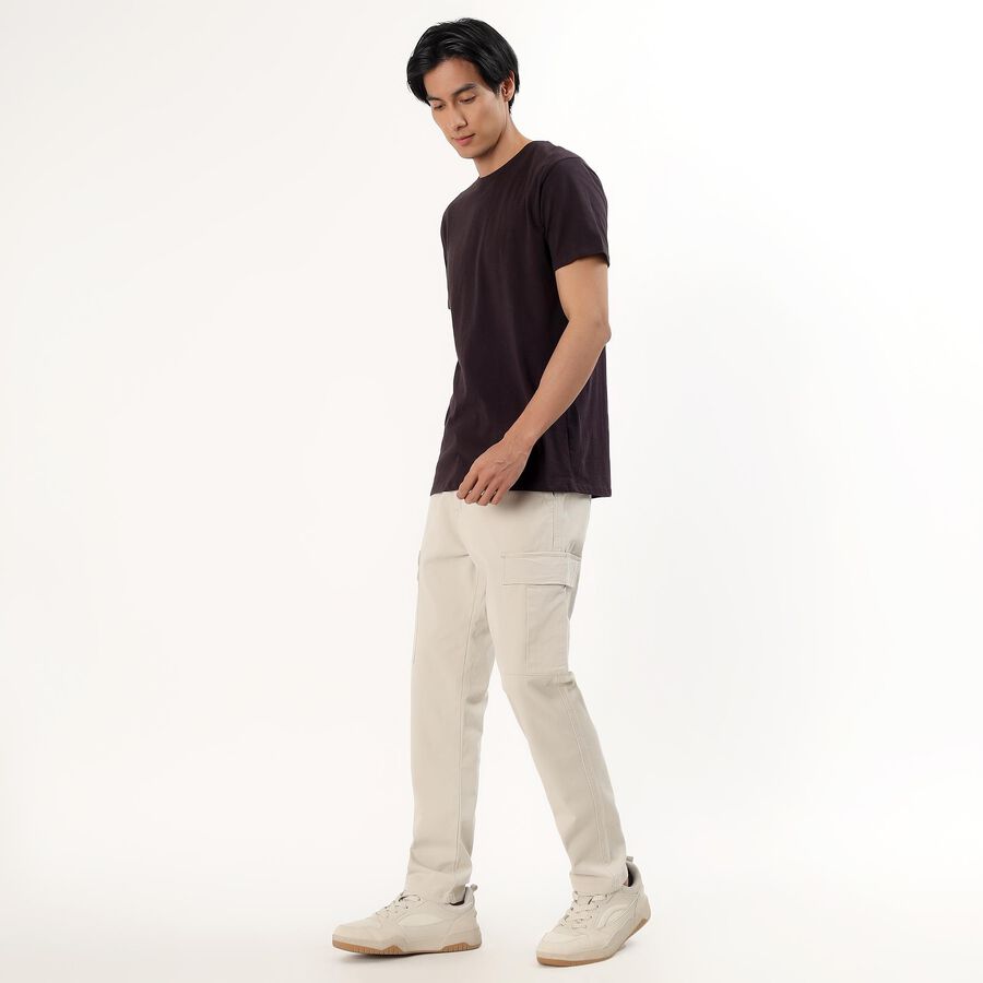 Men's Beige Slim Fit Cargo Pants, Silver, large