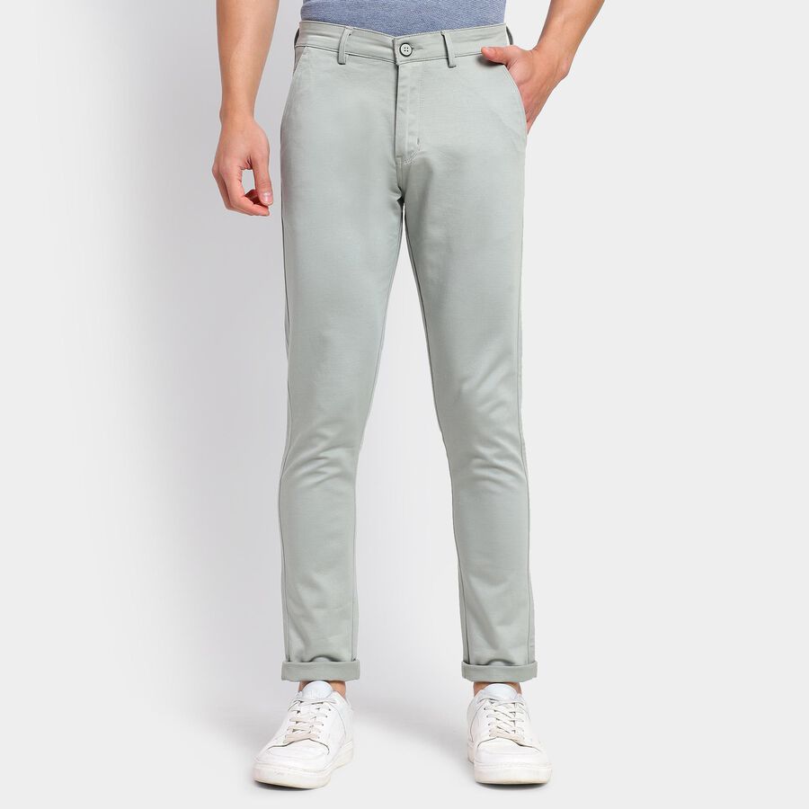 Men's Slim Fit Casual Trousers , हल्का हरा, large image number null
