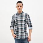 Men's Dark Teal Green Cotton Full Sleeve Spread Collar Classic Shirt, Teal Blue, small