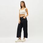 Women's Jet Black Wide-Leg High-Rise Jeans, काला, small image number null