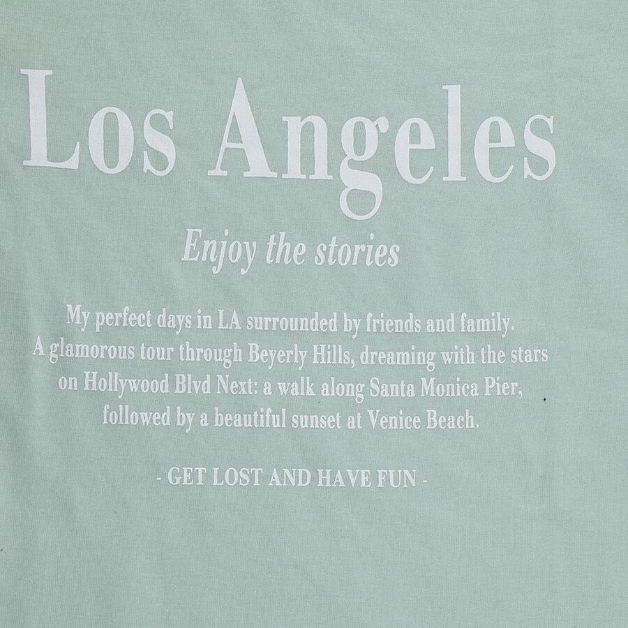 Girls Green Round Neck Casual T-Shirt, हल्का हरा, large