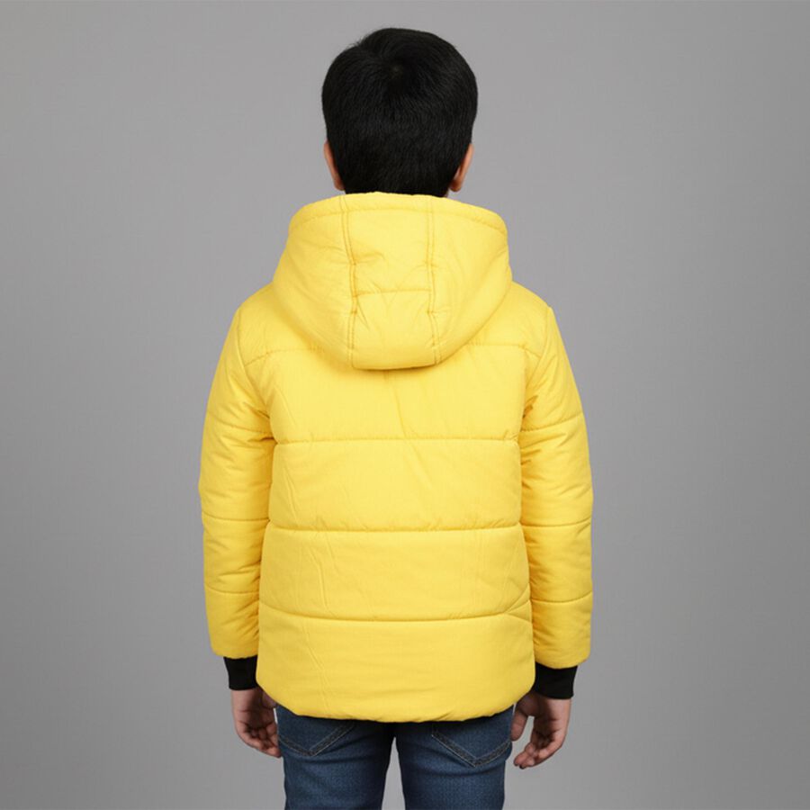 Boys' Bright Yellow Hooded Quilted Jacket, Yellow, large image number null