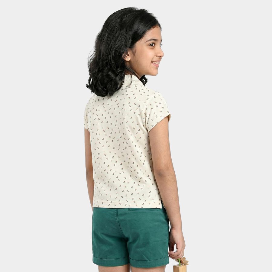 Girls Off White Polo Neck Polo T-Shirt, ऑफ व्हाइट, large