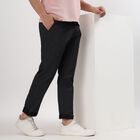 Men's Slim Fit Casual Trousers, काला, small image number null