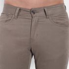 Solid Slim Fit Casual Trousers, Light Grey, small image number null