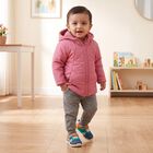 Infants Purple Hooded Puffer Jacket, बैंगनी, small