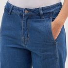 Women's Deep Steel Blue Wide-Leg Jeans, मध्यम नीला, small image number null