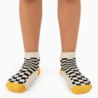 Boys' Beige and Black Regular Fit Checkered Ankle-Length Socks Pack of 2, White, small image number null
