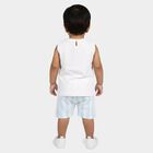Infants Light Blue Cotton Crew Neck Casual Upper and Bottom Set, Light Blue, small