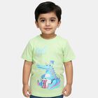 Boys' Mint Green Cotton Round Neck Graphic Printed T-Shirt, Light Green, small