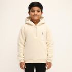 Boys Soft Beige Hooded Casual Sweatshirt, Beige, small image number null