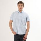 Men's Light Blue Cotton Half Sleeve Classic Casual Shirt, Light Blue, small