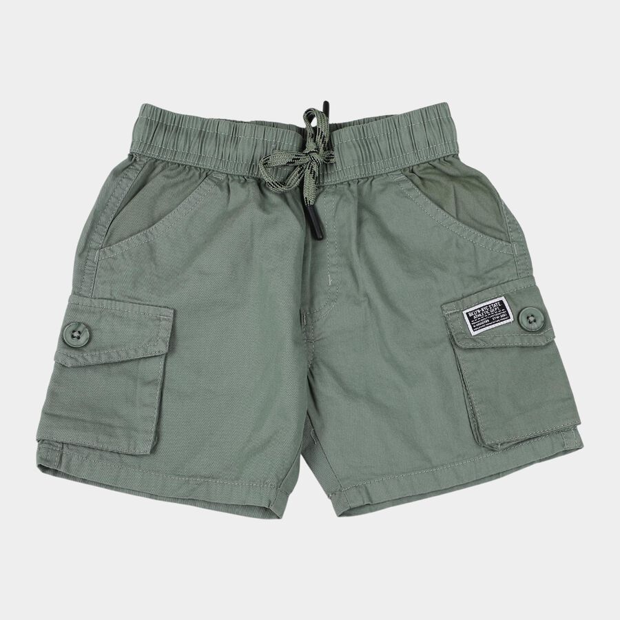 Boys' Olive Green Cotton Cargo Bermuda Shorts, Light Green, large