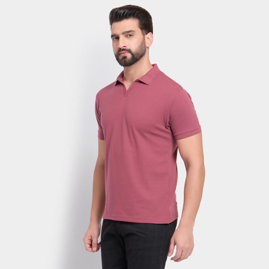 Men's Collared Half Sleeves T-Shirt , गुलाबी, large image number null