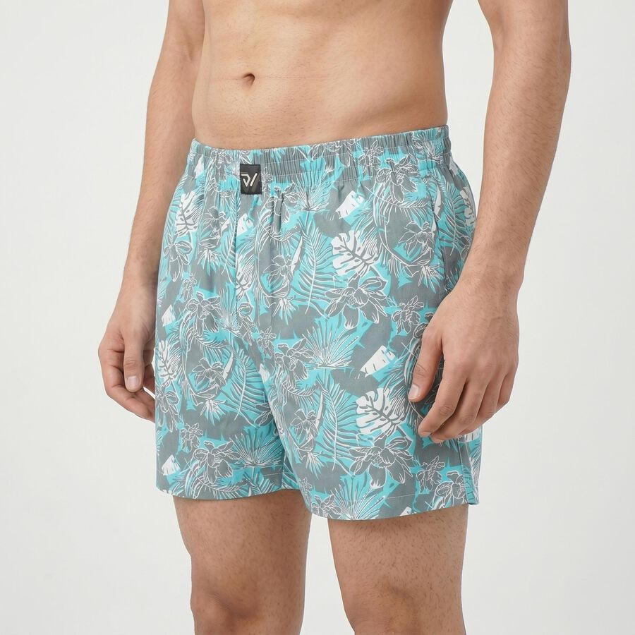 Men's Aqua Classic Fit Tropical Printed Boxers, Aqua, large