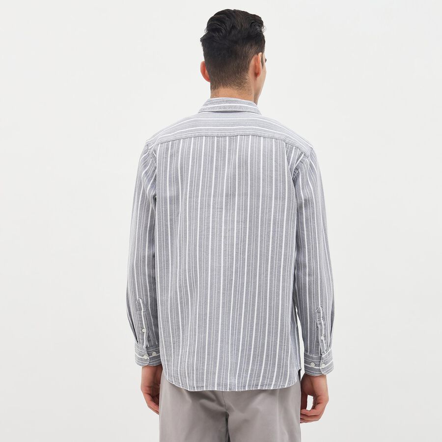 Men's Light Grey Cotton Spread Collar Casual Shirt, Light Grey, large image number null