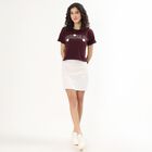 Women's Deep Wine Cotton Round Neck Casual T-Shirt, Wine, small