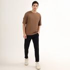 Men's Round Neck Half Sleeves T-Shirt , Brown, small image number null