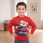 Boys Red Crew Neck Graphic Pullover, Red, small