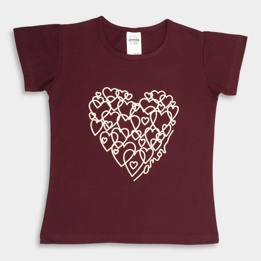 Girls' T-Shirt, वाइन, large image number null
