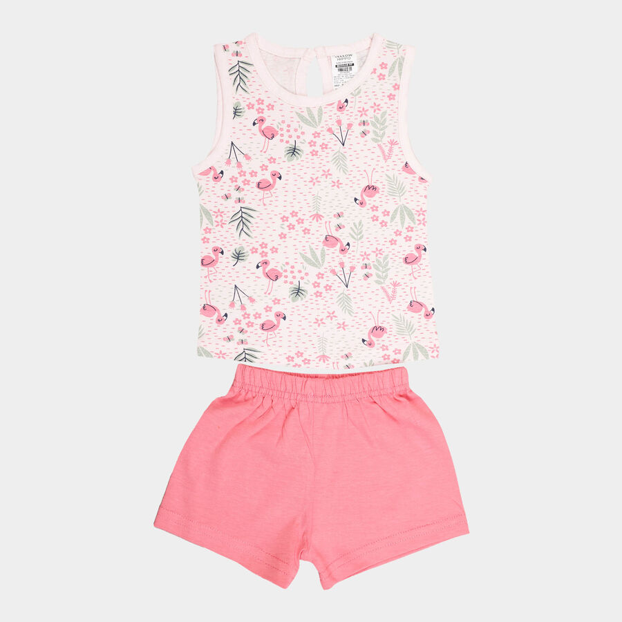 Infants Cotton Shorts Set, Light Pink, large image number null