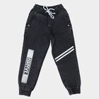Boys' Dark Grey Charcoal Jogger Fit Printed Jeans, Dark Grey, small