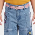 Girls' Light Blue Cargo Fit Patch Detail Jeans, हल्का नीला, small