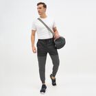 Men's Charcoal Grey Regular Fit Panelled Track Pants, Dark Grey, small