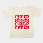 Girls Off White Cotton Round Neck Regular T-Shirt, Off White, small