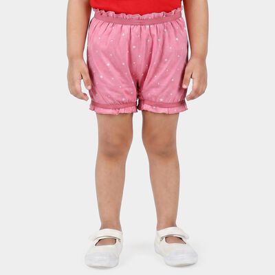 Girls Pink Regular Fit Star Printed Bloomer Shorts