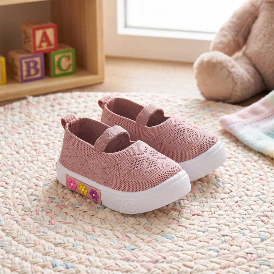 Girls' Pink Slip-On Casual Shoes, पीच, large