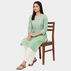 Women's Mint Notch Neck Floral Printed Kurta, Light Green, small