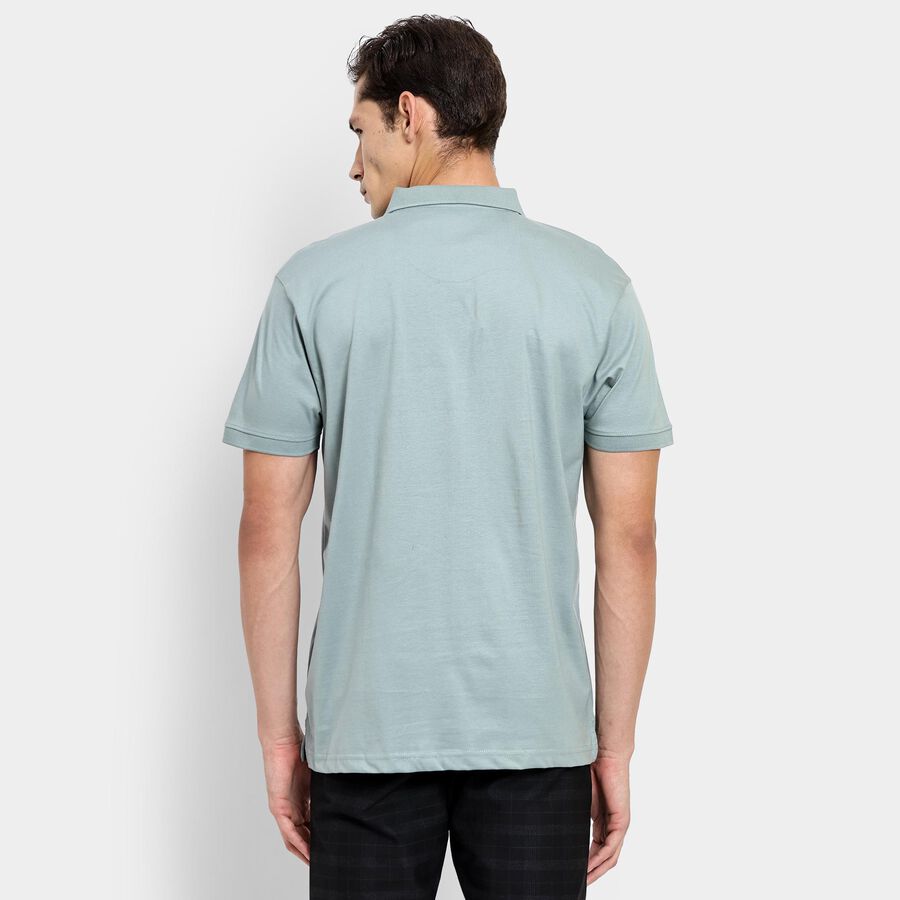 Men's 100% Cotton Collared Half Sleeves T-Shirt, Light Green, large image number null