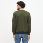 Men's Olive Green and Black Crew Neck Casual Sweatshirt, गहरा हरा, small image number null