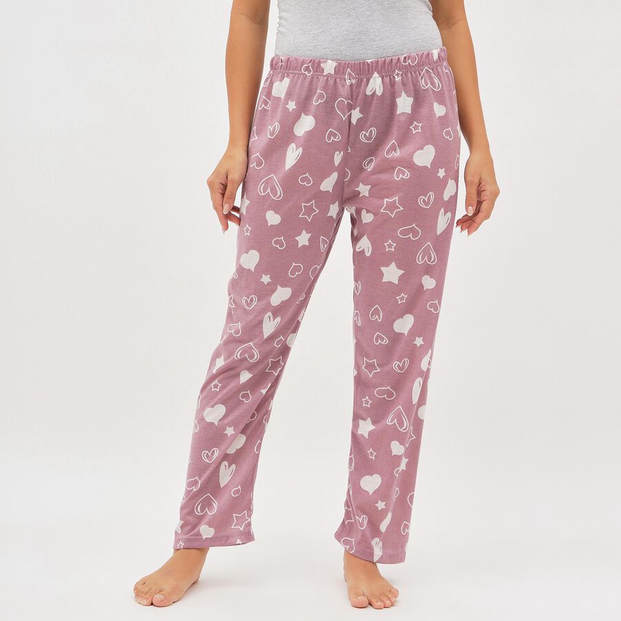 Women's Dusty Mauve Printed Full-Length Pyjama, Lilac, large image number null