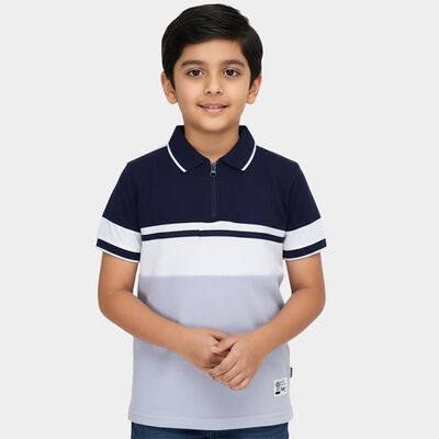 Boys' Light Blue Round Neck Graphic Printed T-Shirt