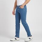 Men's Light Blue Slim Fit Washed Jeans, हल्का नीला, small