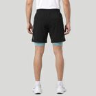 Men's Black Regular Fit 2-in-1 Sports Shorts, Black, small